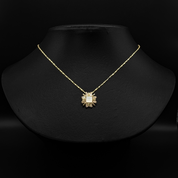 *PRICE DROP* Art Deco Style Rhinestone Pendant on Gold Toned Chain - Upcycled - Picture 2 of 7